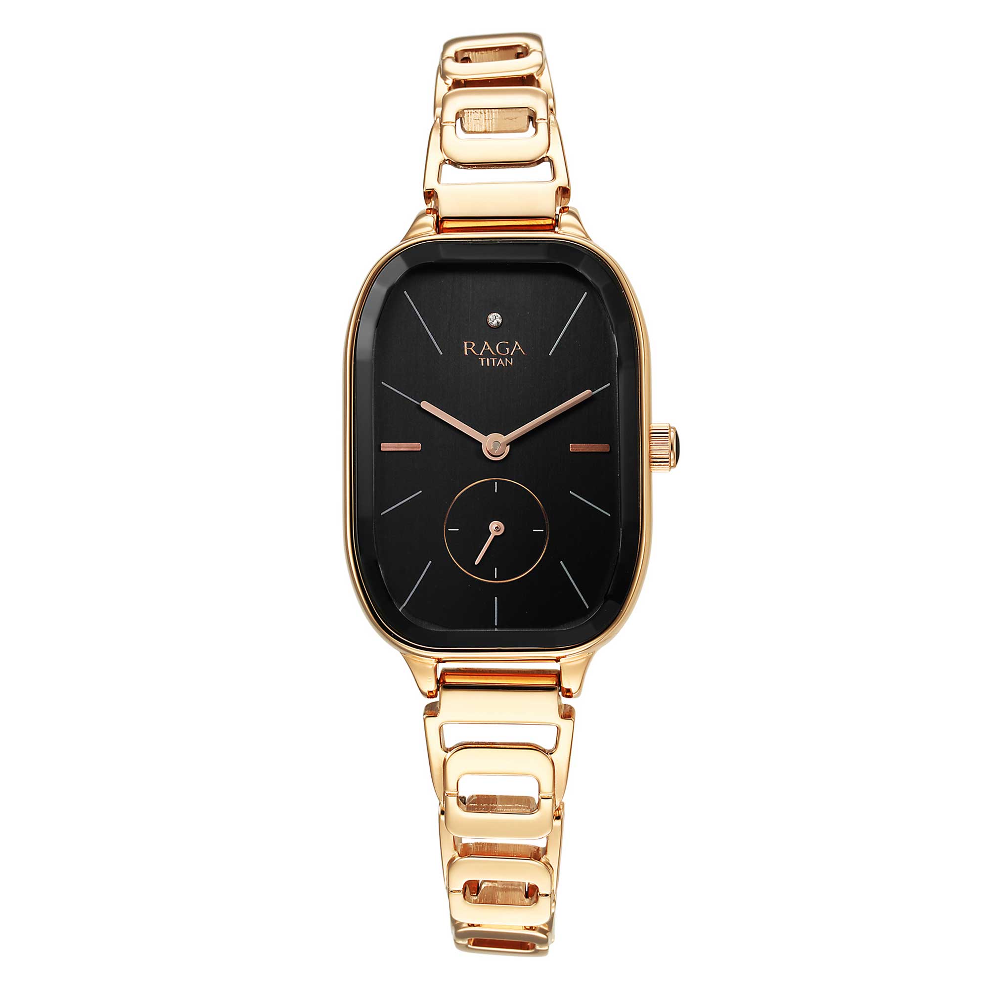 Titan Raga Chic Quartz Analogue Black Dial Rose Gold Metal Strap