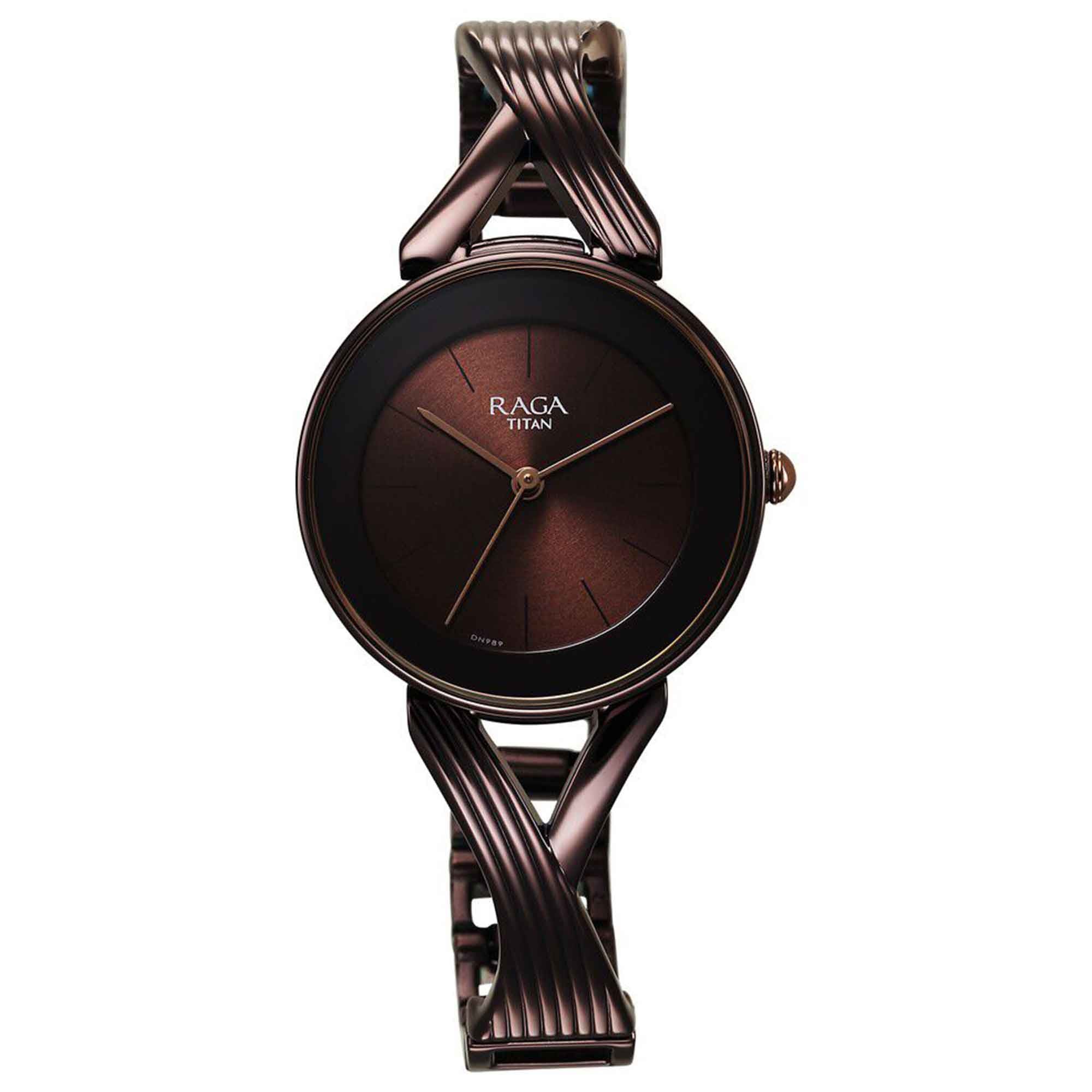 Titan Raga Chic Quartz Analogue Brown Dial Metal Strap Watch for