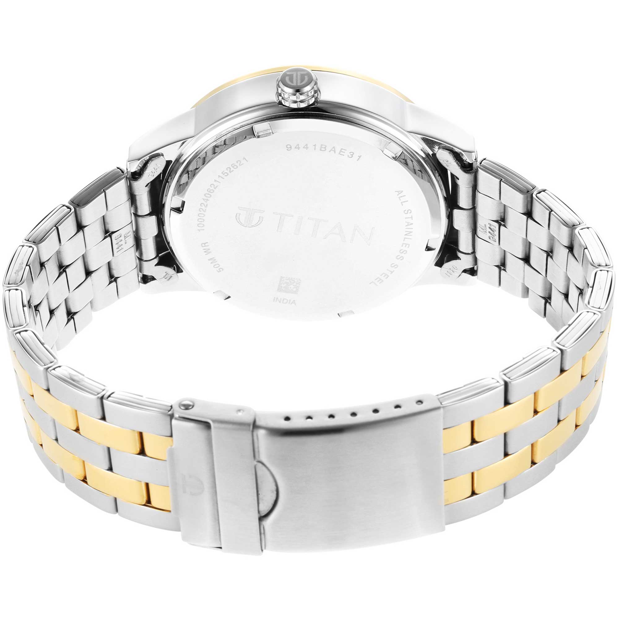 Titan Regalia Opulent Black Dial Analog Stainless Steel Strap Watch for Men