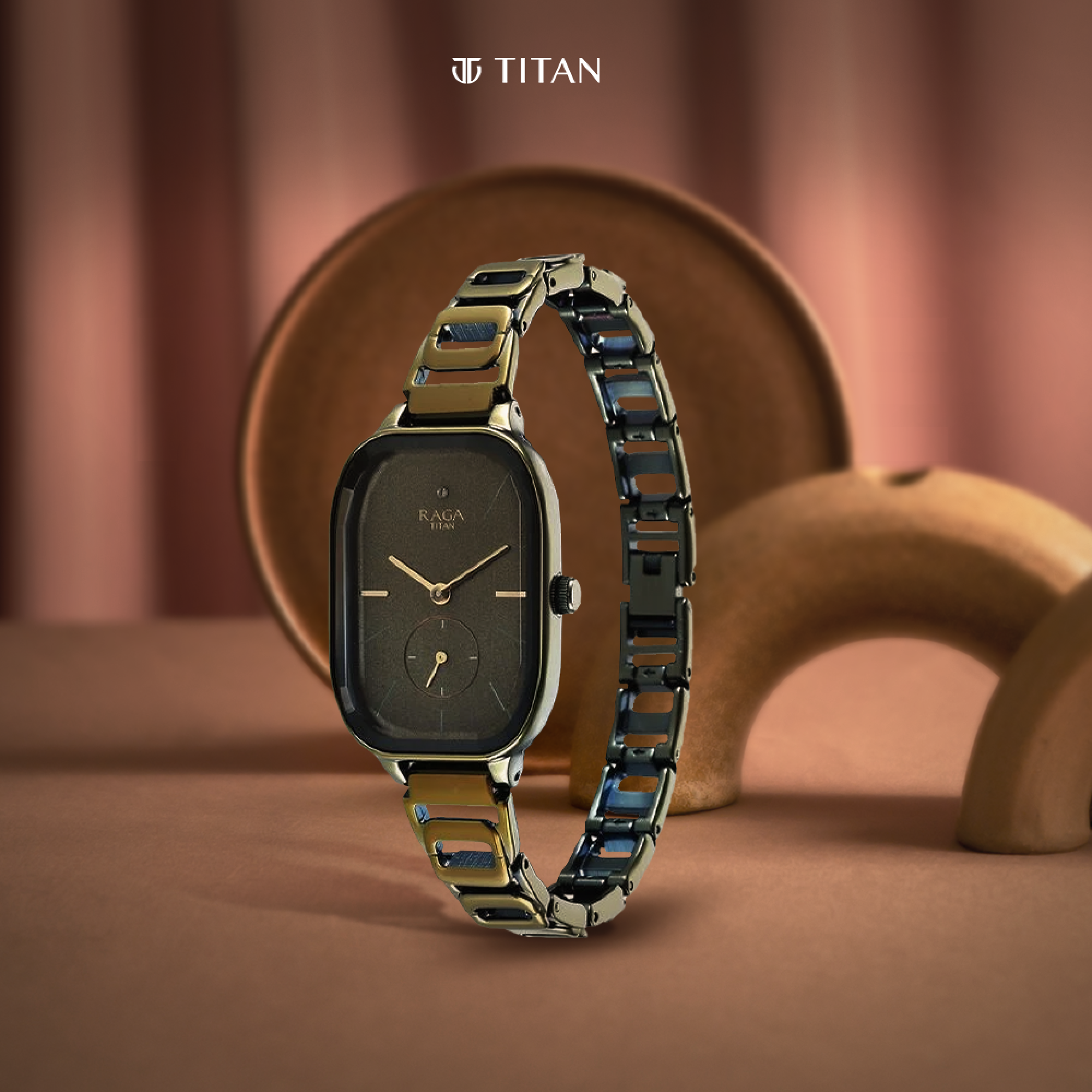 Titan Raga Chic Quartz Analogue Green Dial Green Metal Strap Watch for Titan Watches Australia