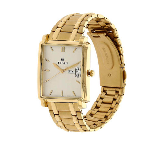 men's gold Square wrist watch