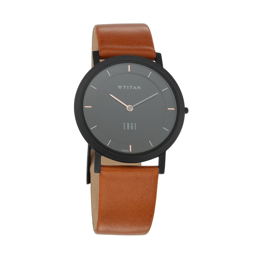 men's wrist watch with brown leather strap

