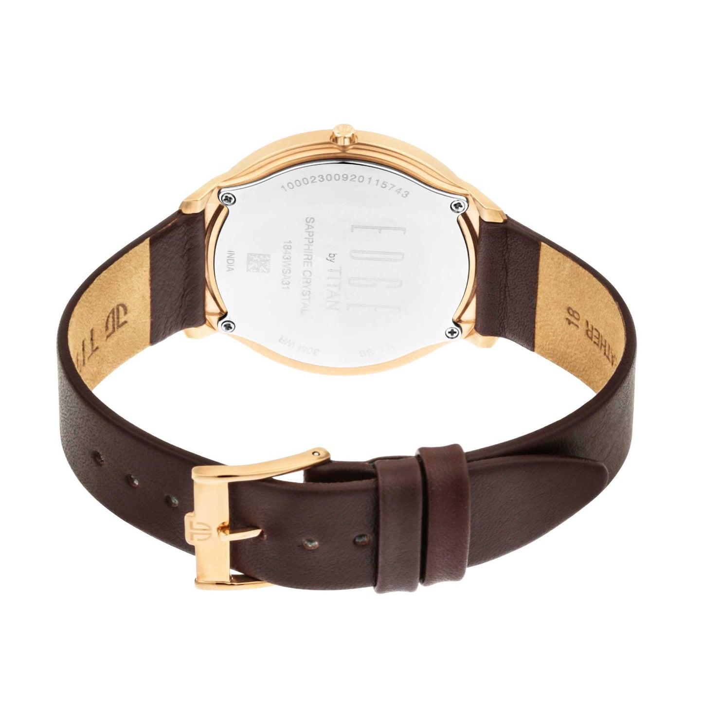 men's watch with brown leather strap
