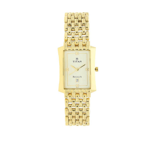 Titan Quartz Analogue with Date White Dial Stainless Steel Strap Watch for Men