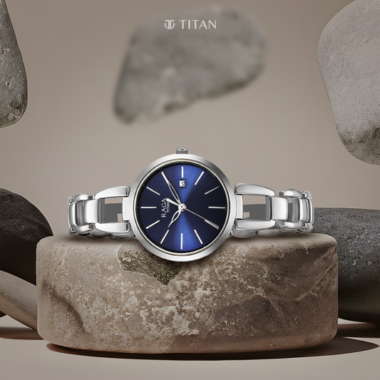 Raga viva blue dial metal strap watch deals