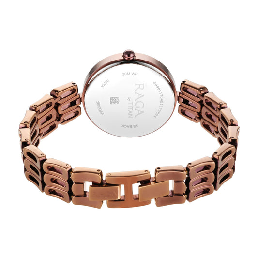 Titan Raga Chic Mother Of Pearl Dial Analog Metal Strap Watch for Women