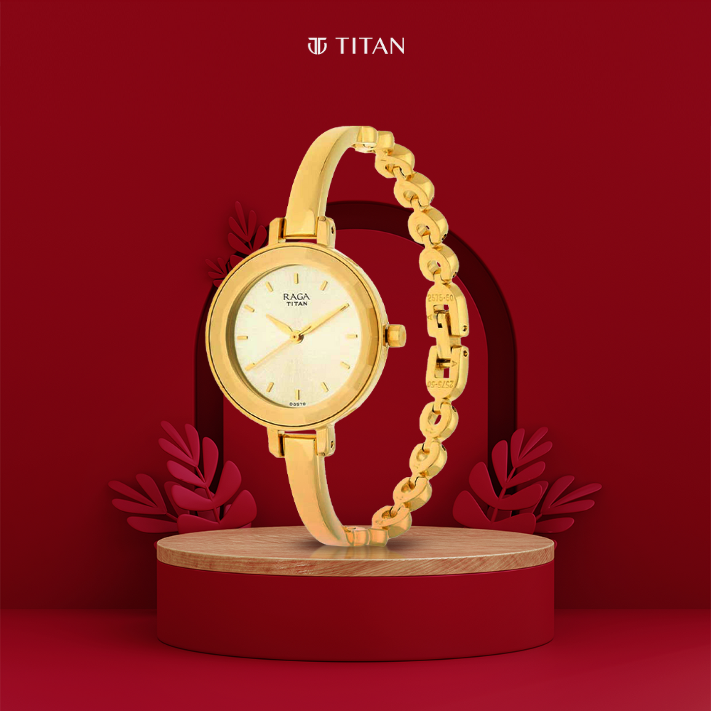 Titan Raga Viva Champagne Dial Women Watch With Metal Strap