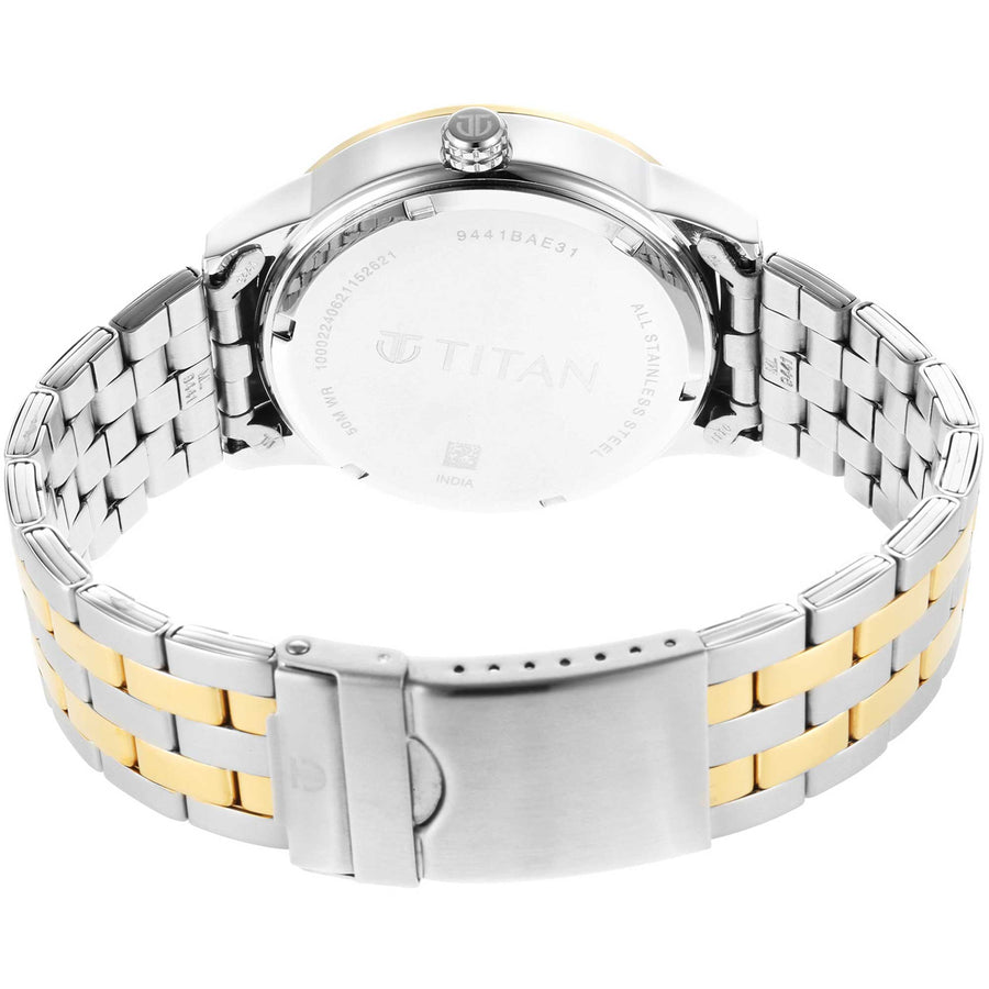 Titan Regalia Opulent Black Dial Analog Stainless Steel Strap Watch for Men