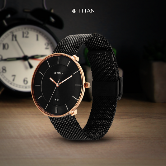 Titan black metal watches sale