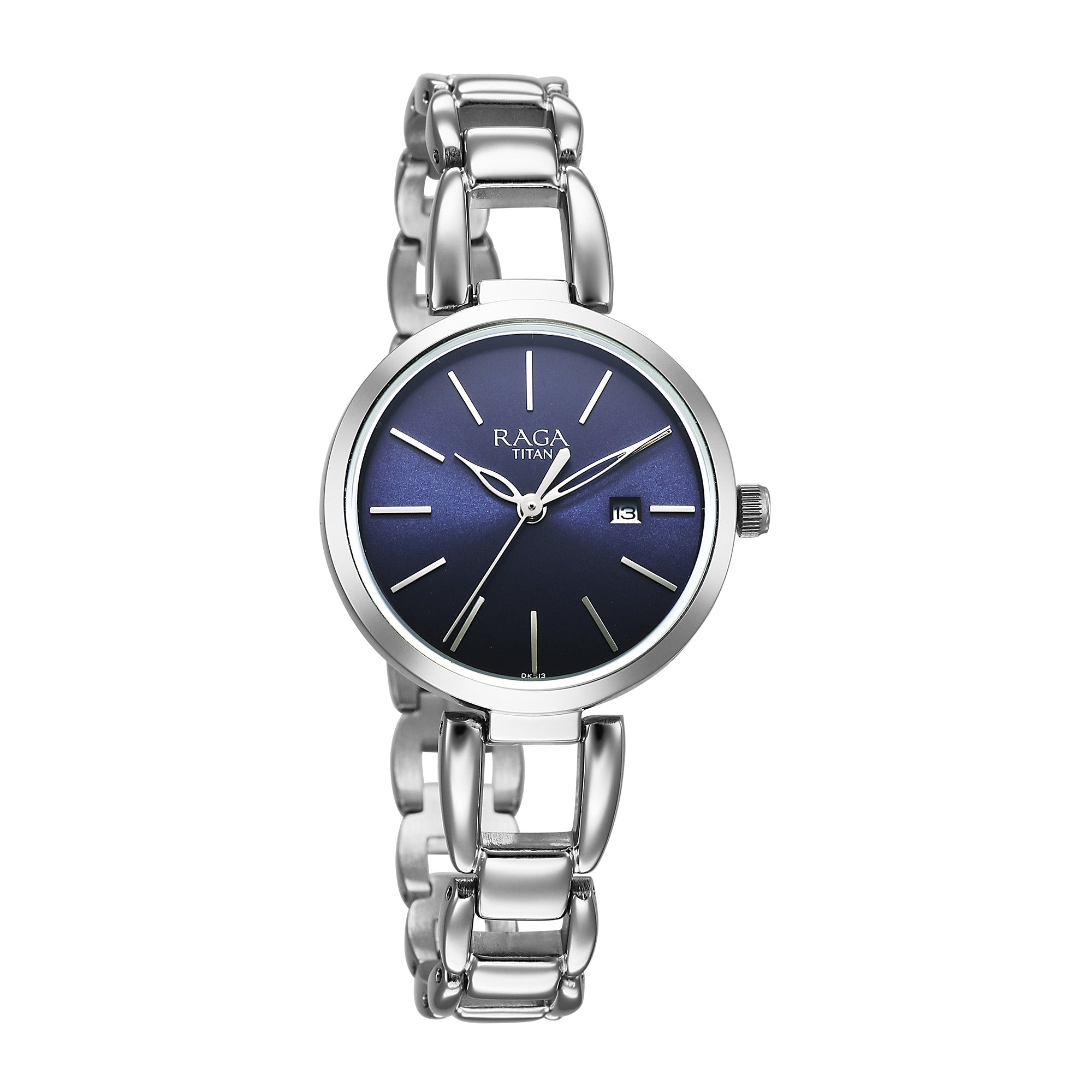 blue dial silver watch for women